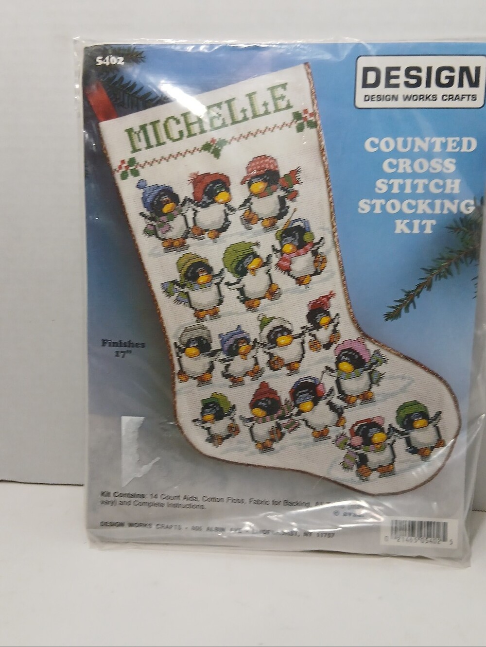 Design Works Counted Cross Stitch Stocking kit 5402 Skating Penguins 17" New